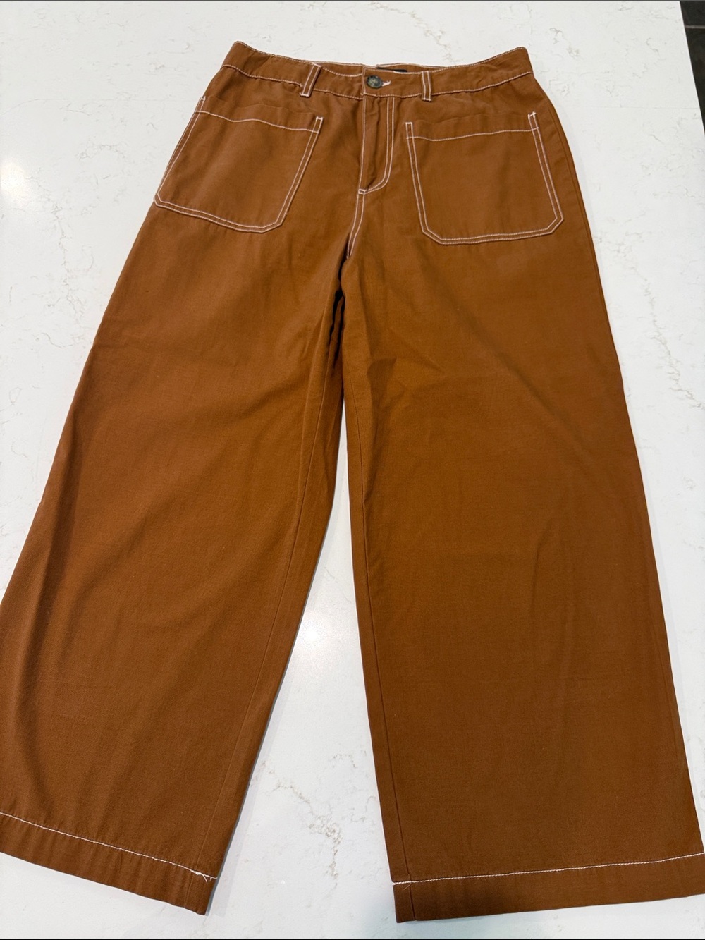 Wide Leg Crop Pants in Chestnut Brown